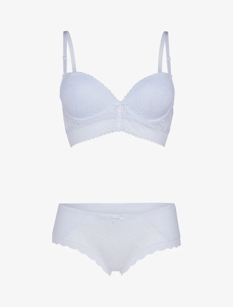 Ensemble à fleurs brodées - blanc