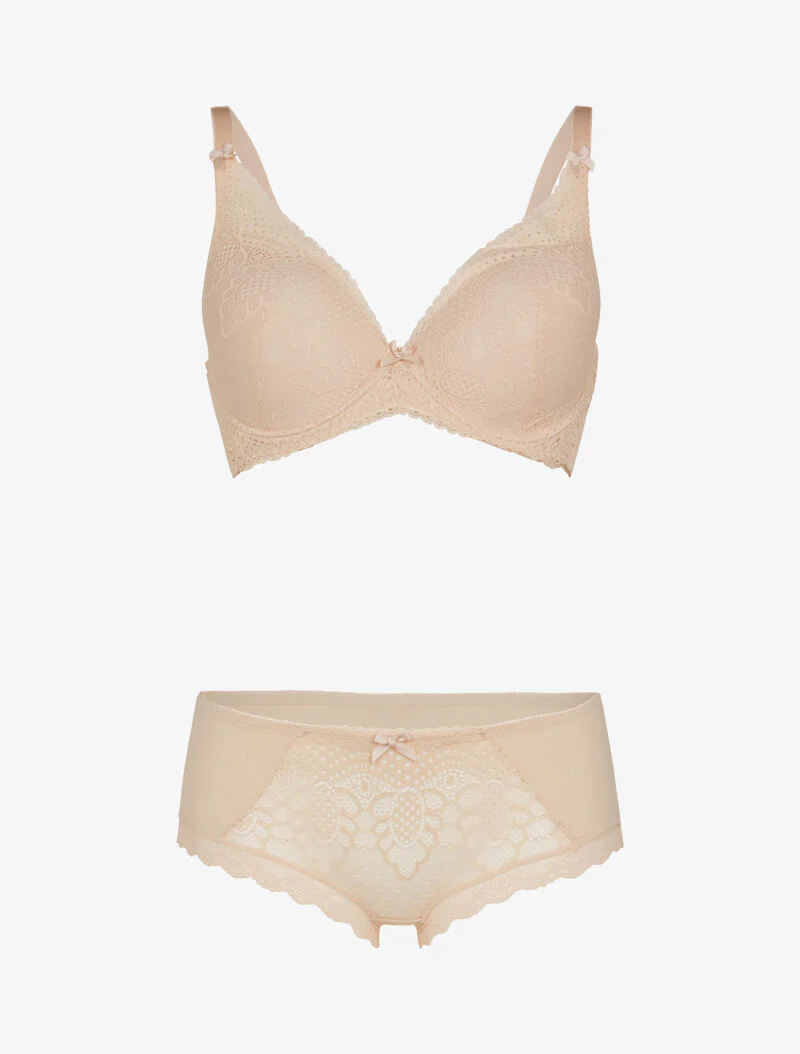Ensemble à fleurs stylisées - beige