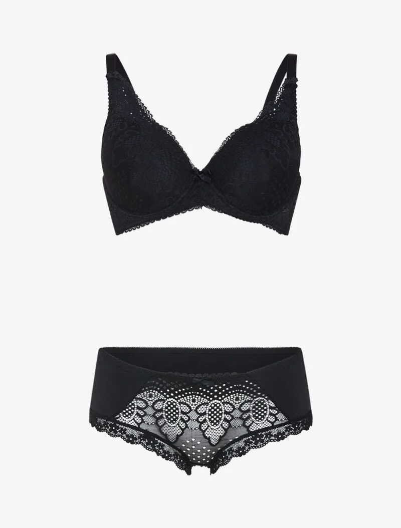 Ensemble à fleurs stylisées - noir