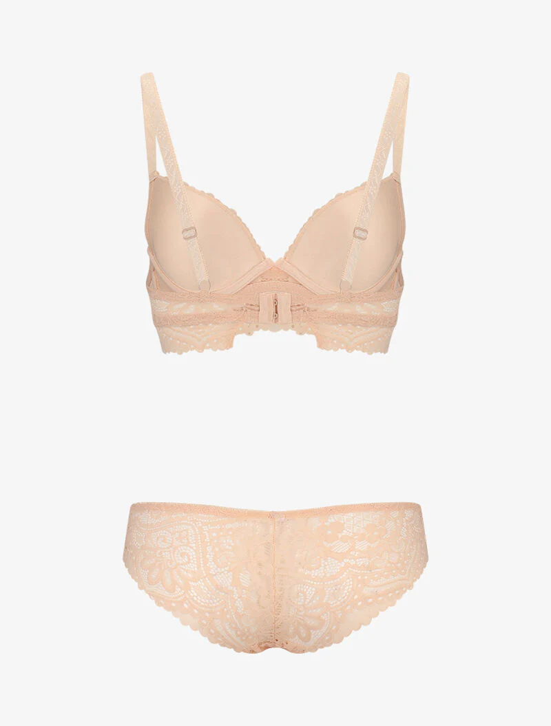 Ensemble à large bande dentelle - beige - Image 2
