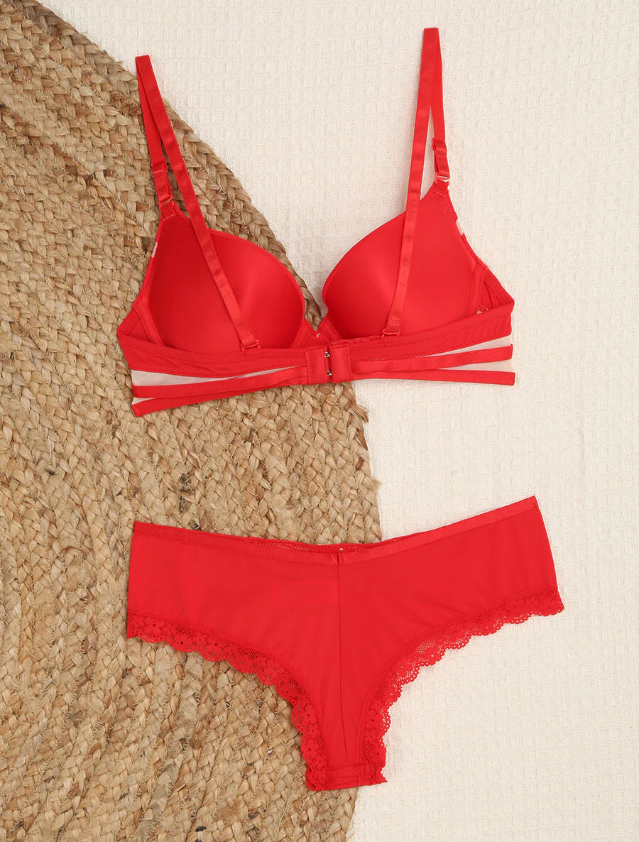 Ensemble à liseré en tulle - Rouge - Image 2