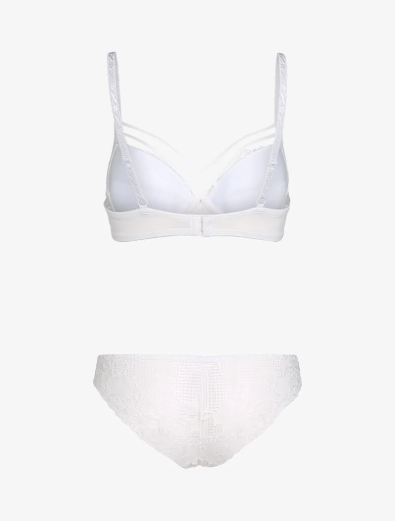 Ensemble à motif fleur graphique en dentelle - blanc - Image 2