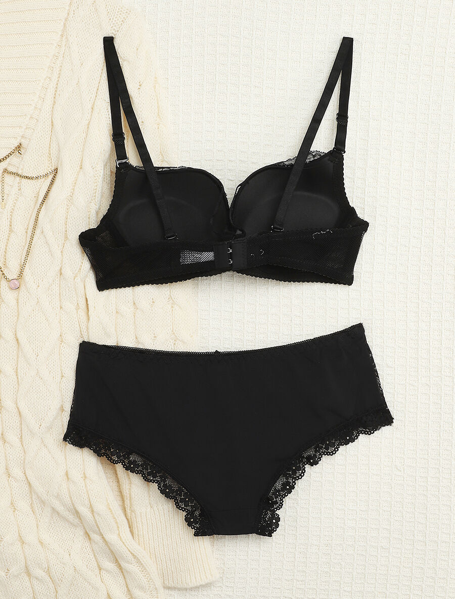 Ensemble ampliforme échancré et shorty - Noir - Image 2