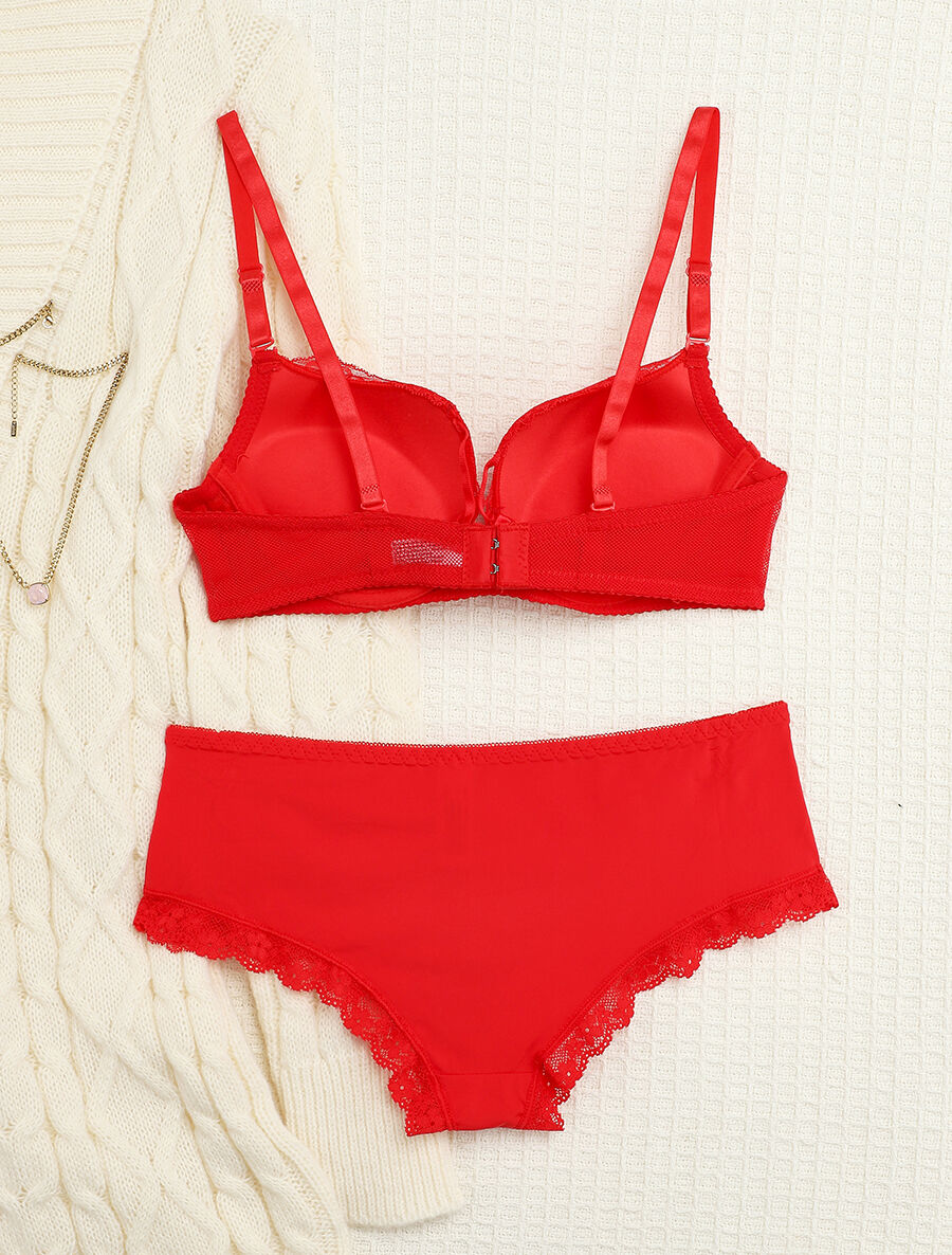 Ensemble ampliforme échancré et shorty - Rouge - Image 2