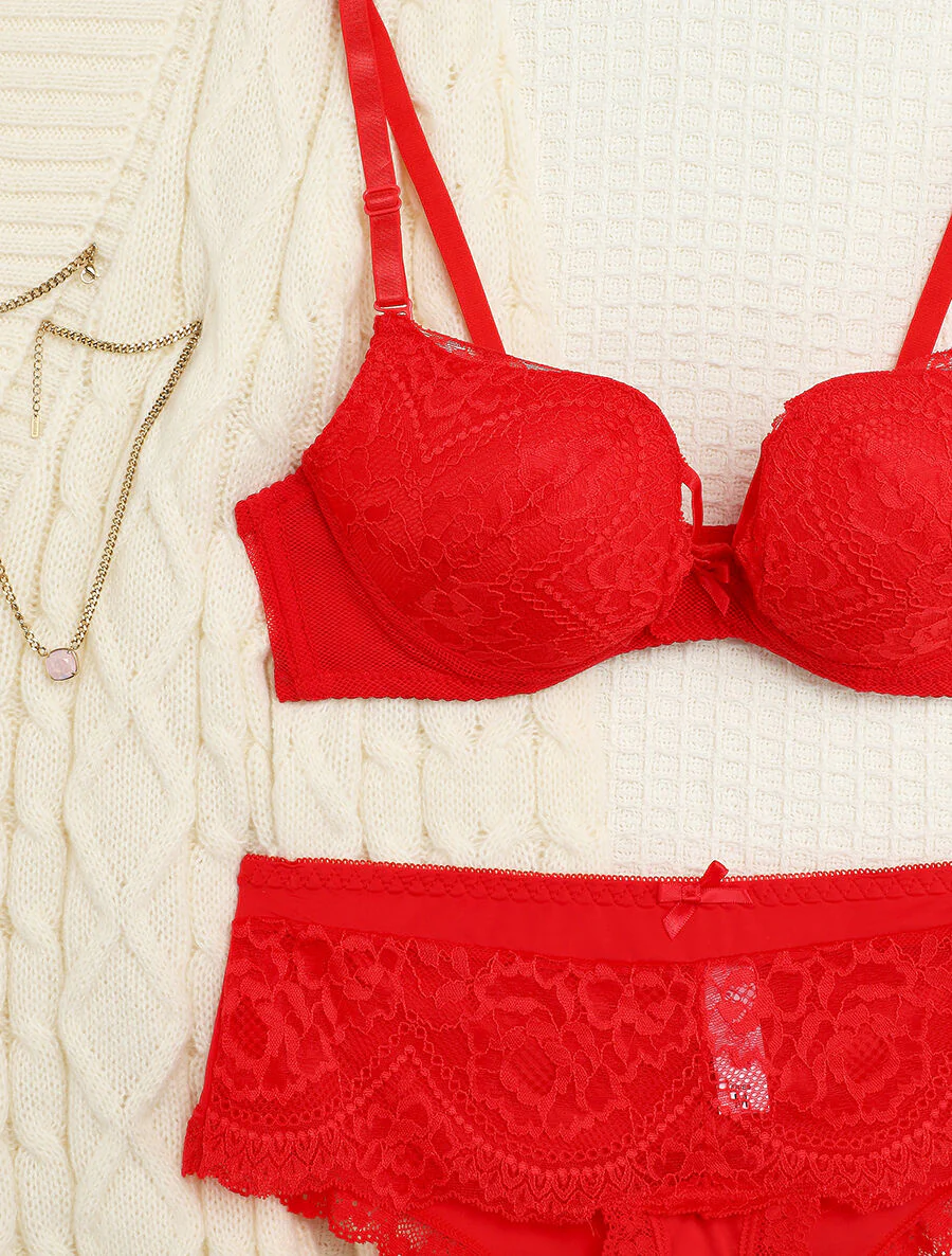 Ensemble ampliforme échancré et shorty - Rouge - Image 3