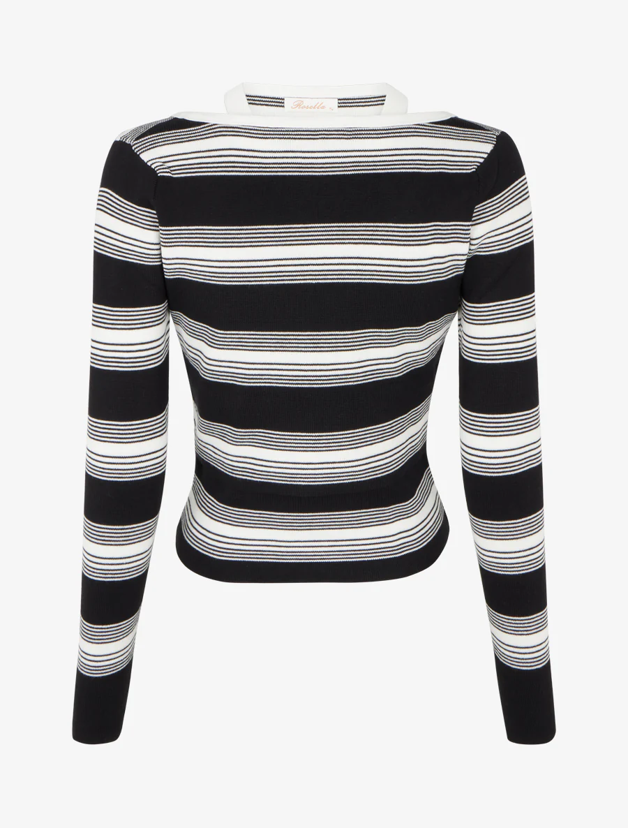 Ensemble boléro et débardeur à rayures - Noir - Image 2