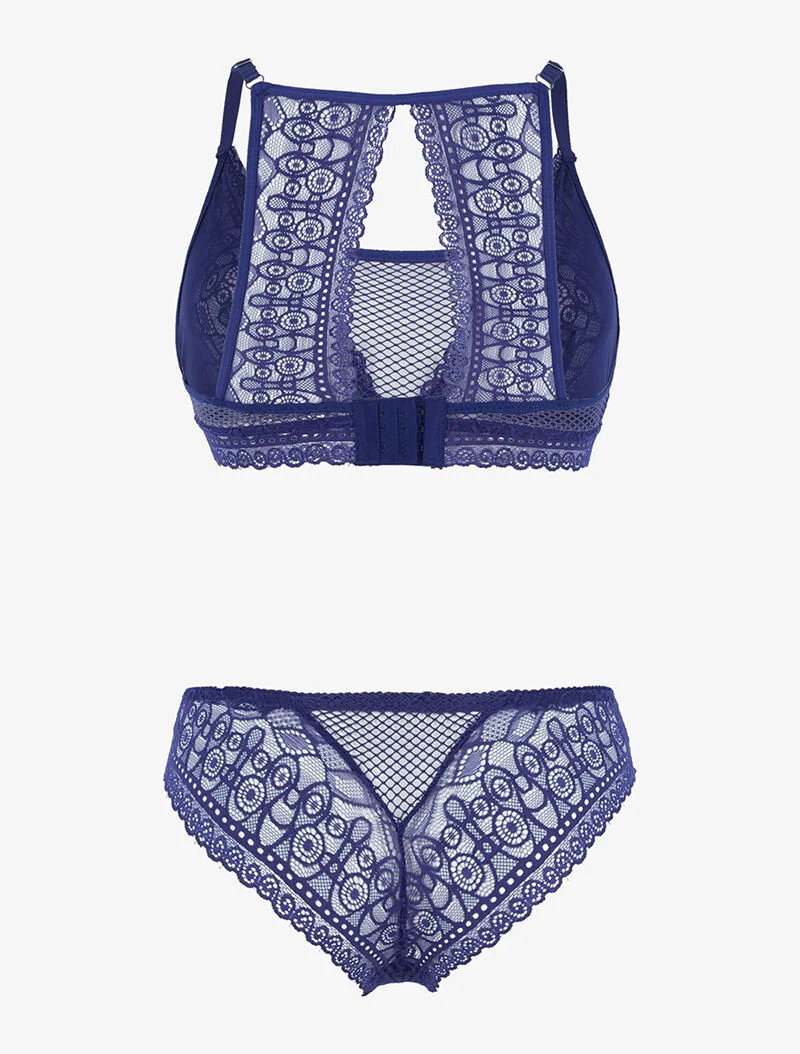 Ensemble brassière en dentelle graphique - bleu/violet - bleu violet - Image 2