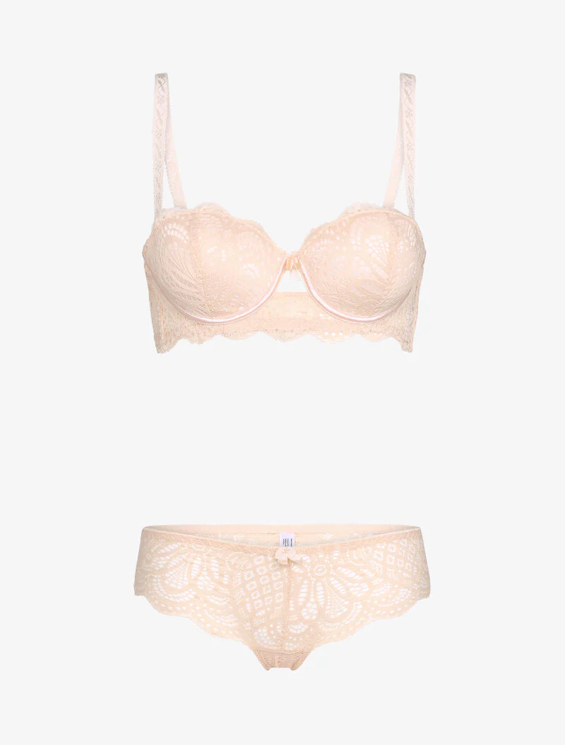 Ensemble broderie stylisée - pêche