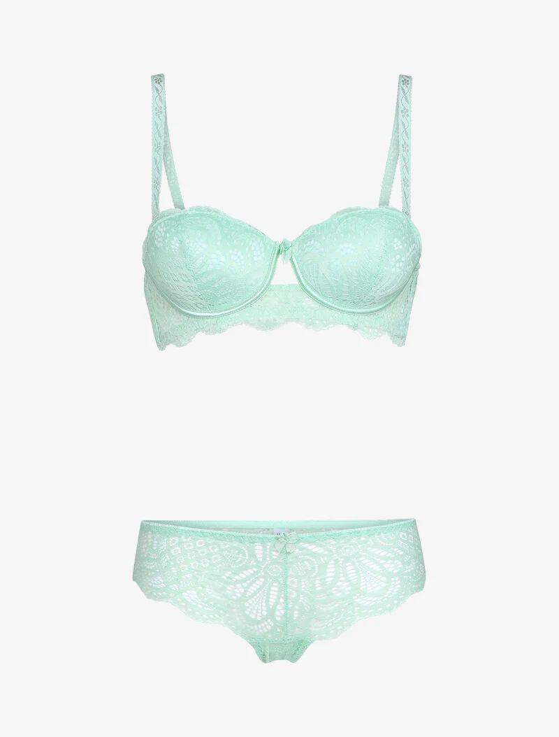 Ensemble broderie stylisée - vert d'eau