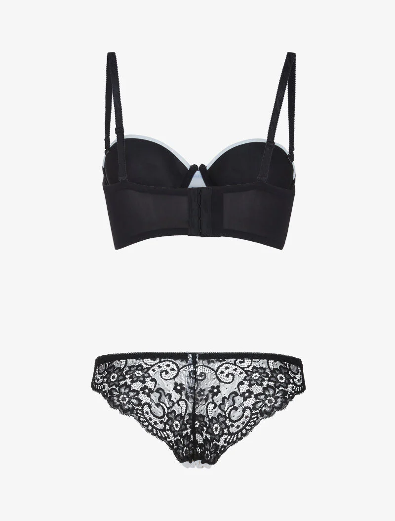 Ensemble bustier à détails dentelle - noir/blanc - Image 2