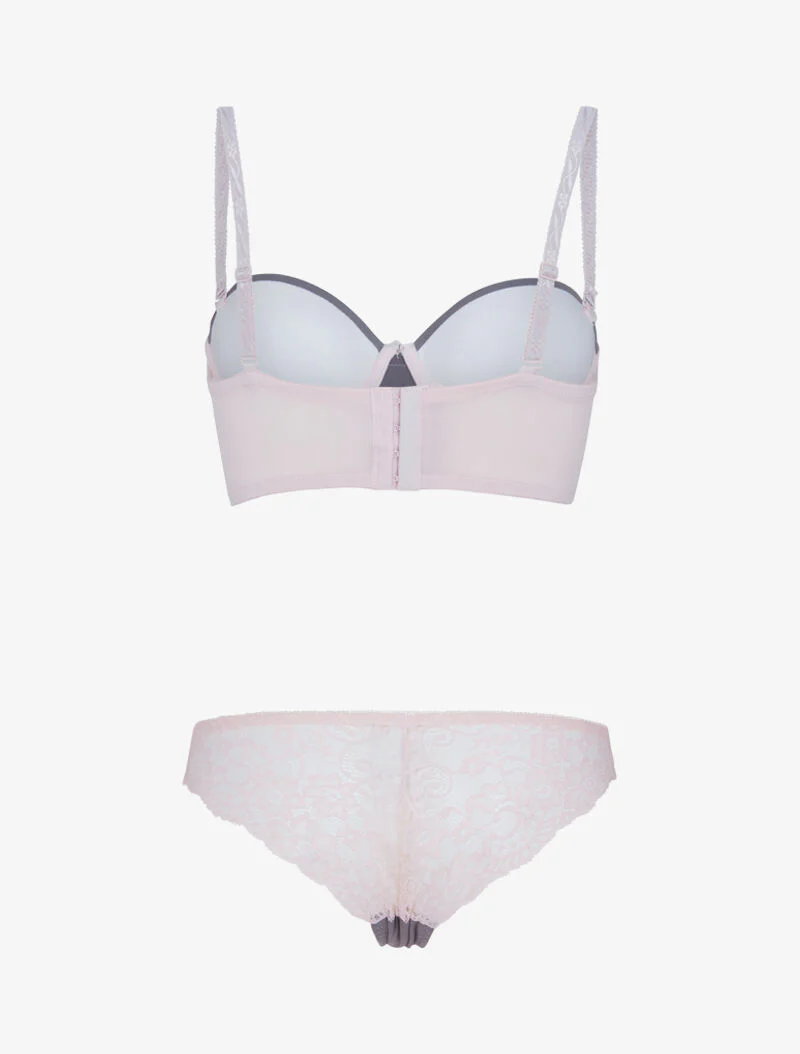 Ensemble bustier à détails dentelle - gris foncé/rose poudré - Image 2