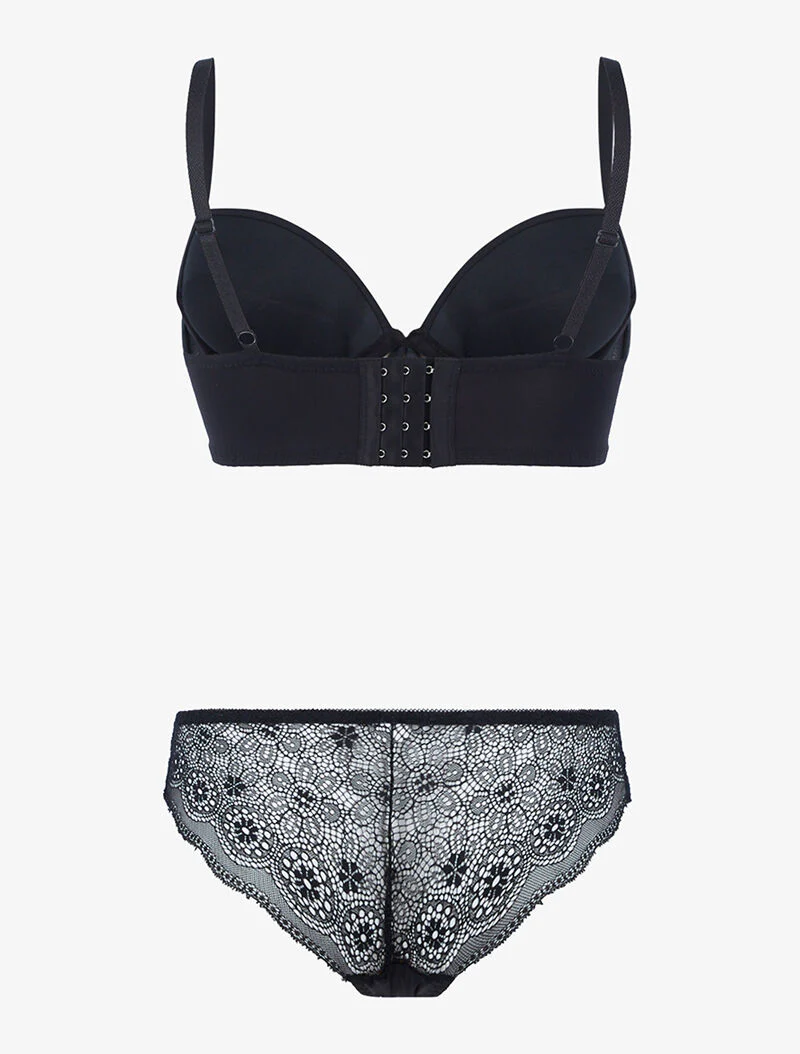 Ensemble bustier à empiècements dentelle - noir - Image 2
