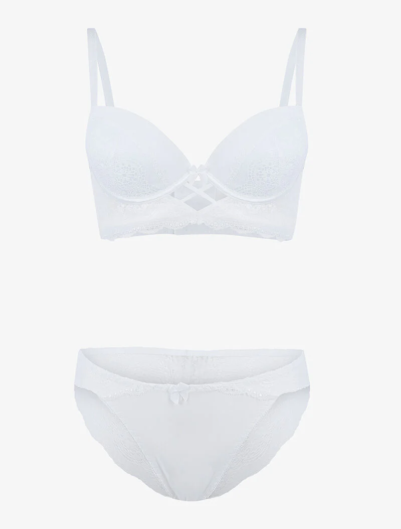 Ensemble bustier à empiècements dentelle - écru - ecru