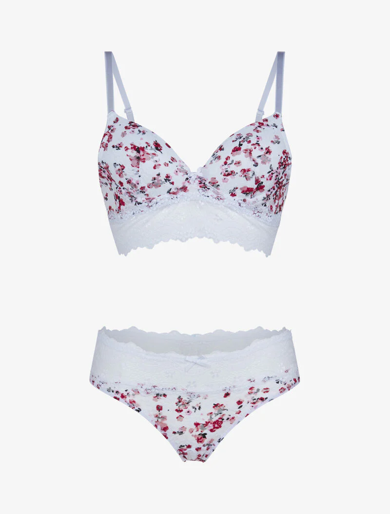 Ensemble bustier à imprimé floral - blanc