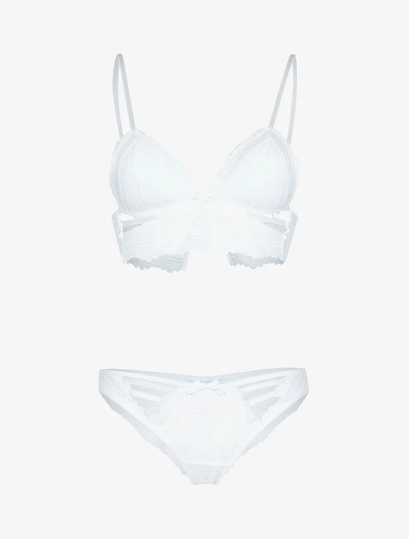Ensemble bustier à lanières et broderies - écru - ecru