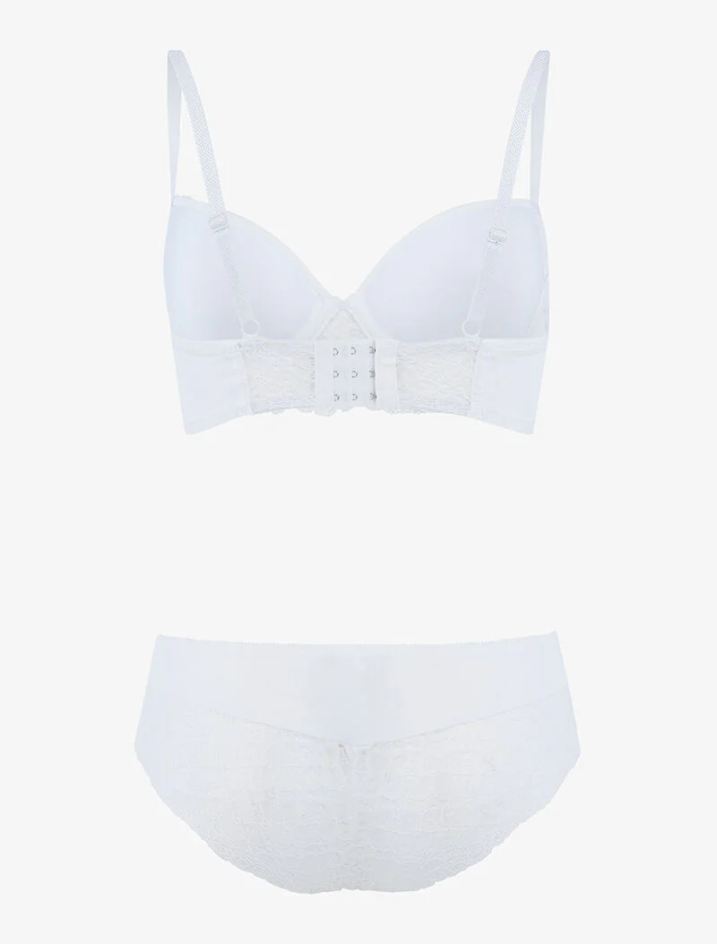 Ensemble bustier à petites fleurs en dentelle - écru - ecru - Image 2