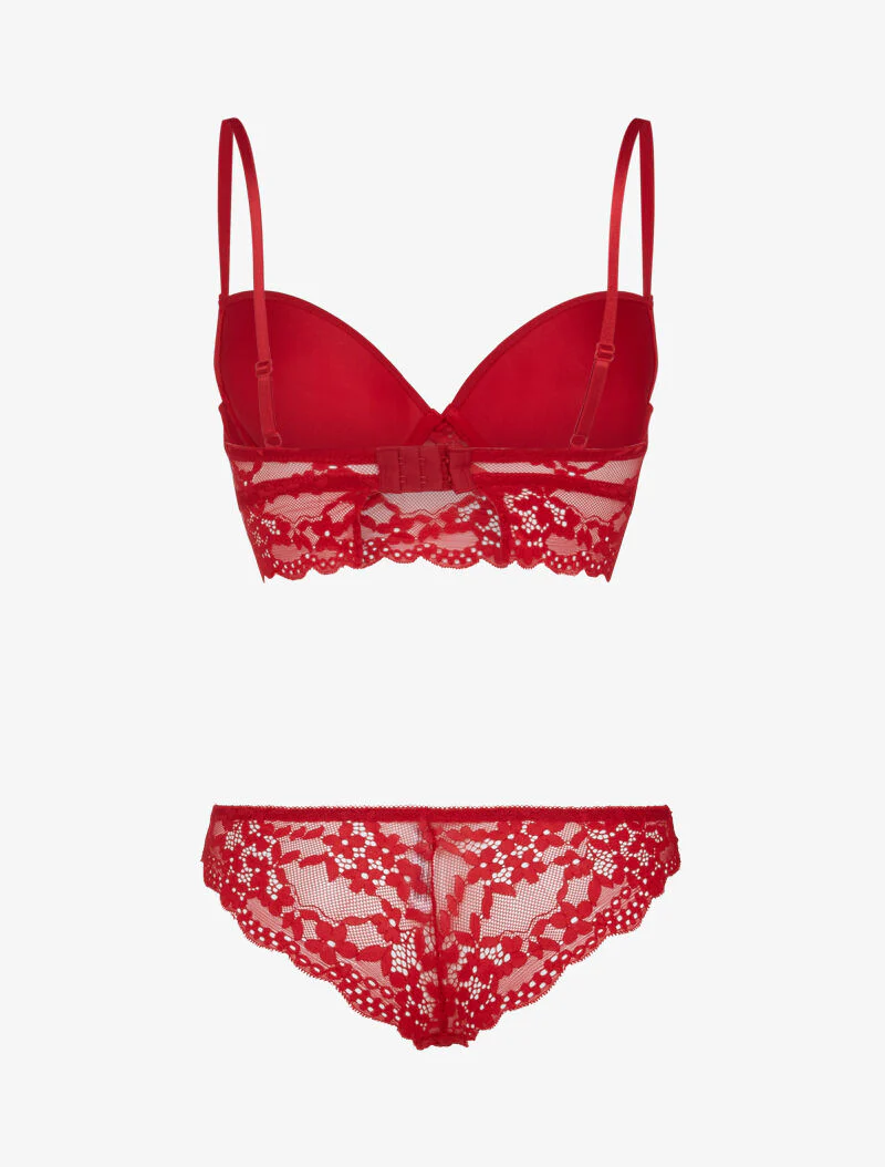 Ensemble bustier bi matière - rouge - Image 2