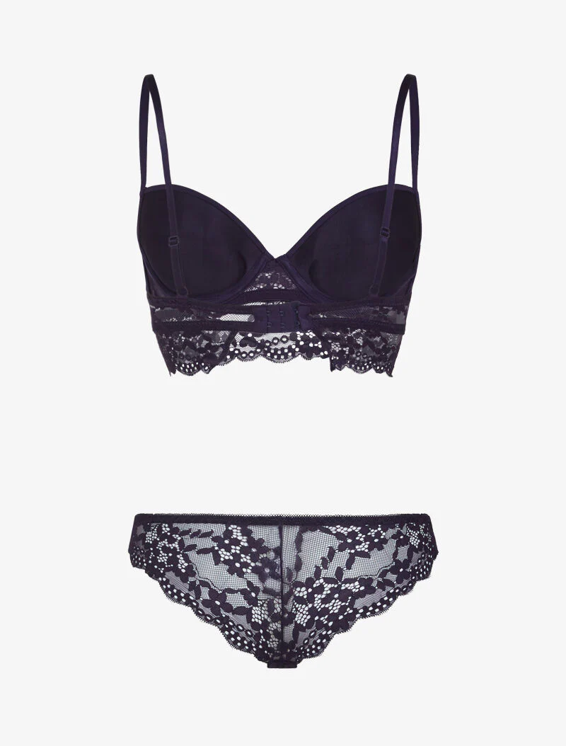 Ensemble bustier bi matière - bleu nuit - Image 2