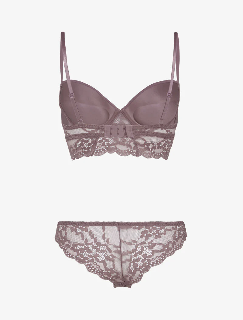 Ensemble bustier bi matière - rose parme - Image 2