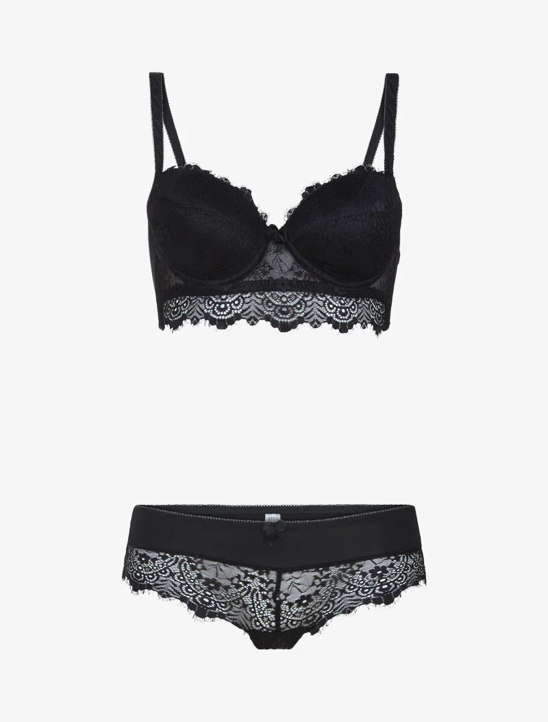 Ensemble bustier en dentelle - noir