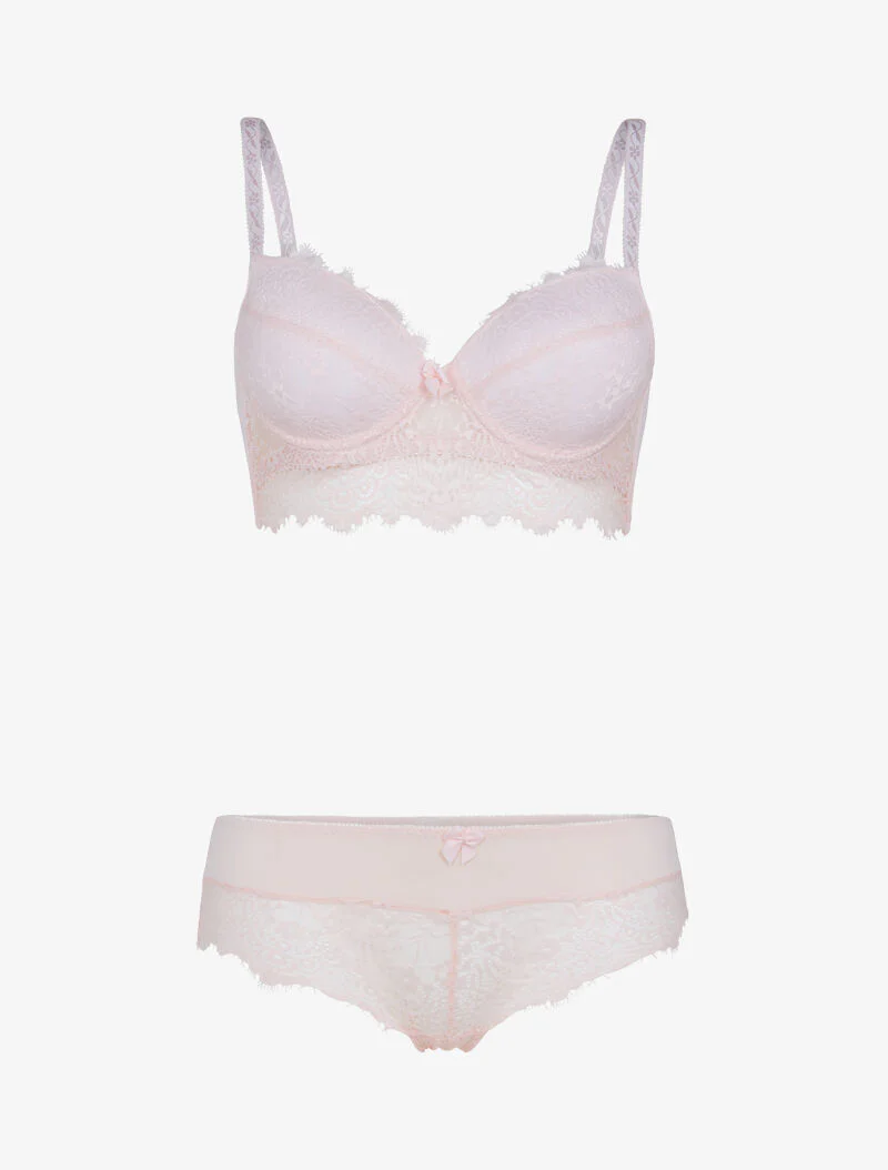Ensemble bustier en dentelle - rose orange