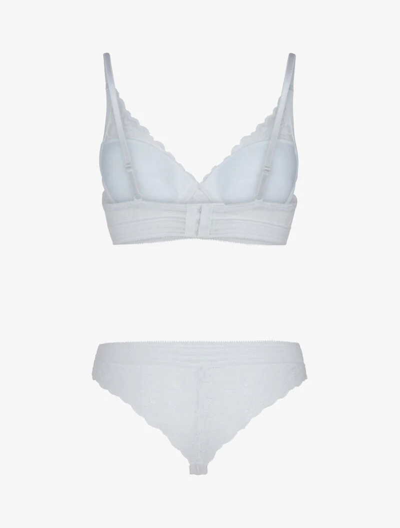 Ensemble bustier en dentelle et bandes - blanc - Image 2