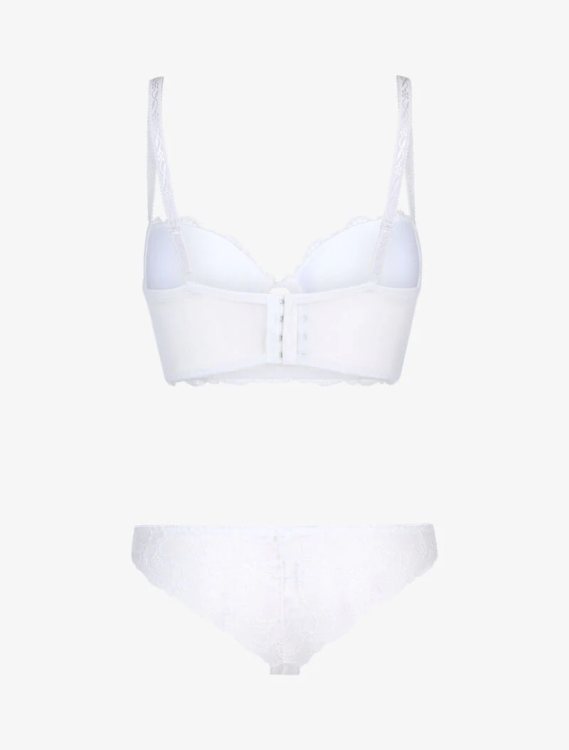 Ensemble bustier en dentelle fleurie - blanc - Image 2