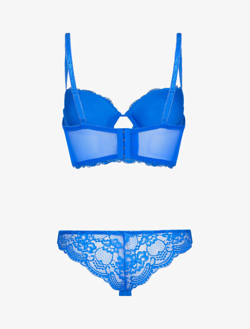 Ensemble bustier en dentelle fleurie - bleu électrique - Image 2