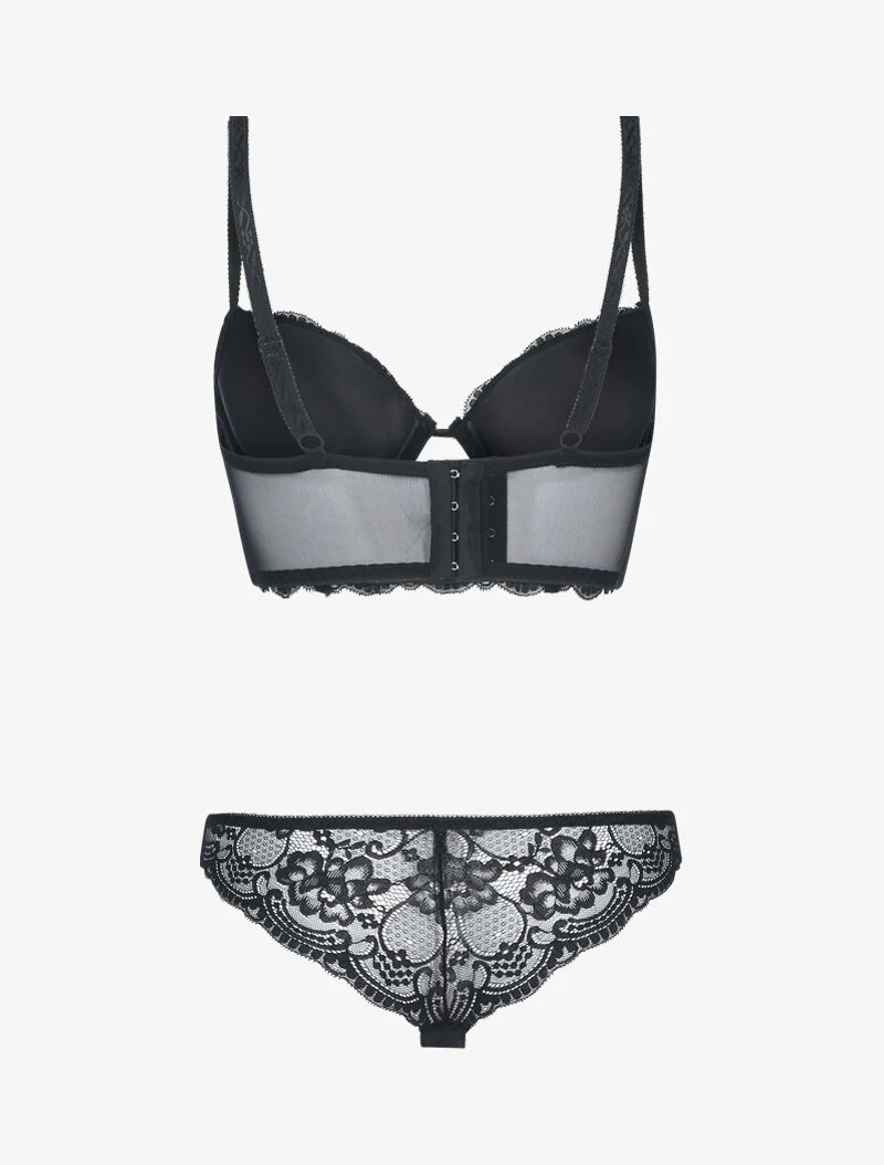 Ensemble bustier en dentelle fleurie - noir - Image 2