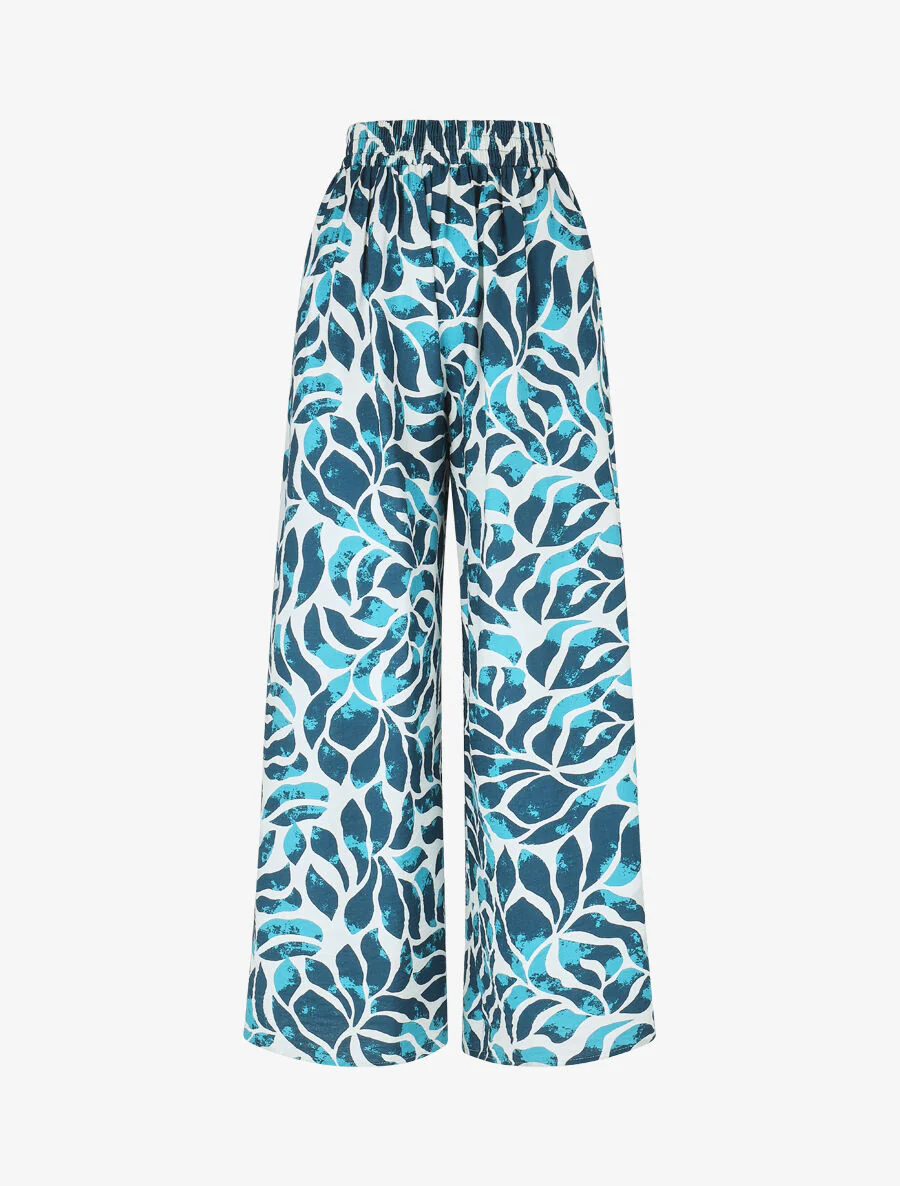 Ensemble caraco et pantalon imprimé abstrait - Turquoise - Image 4