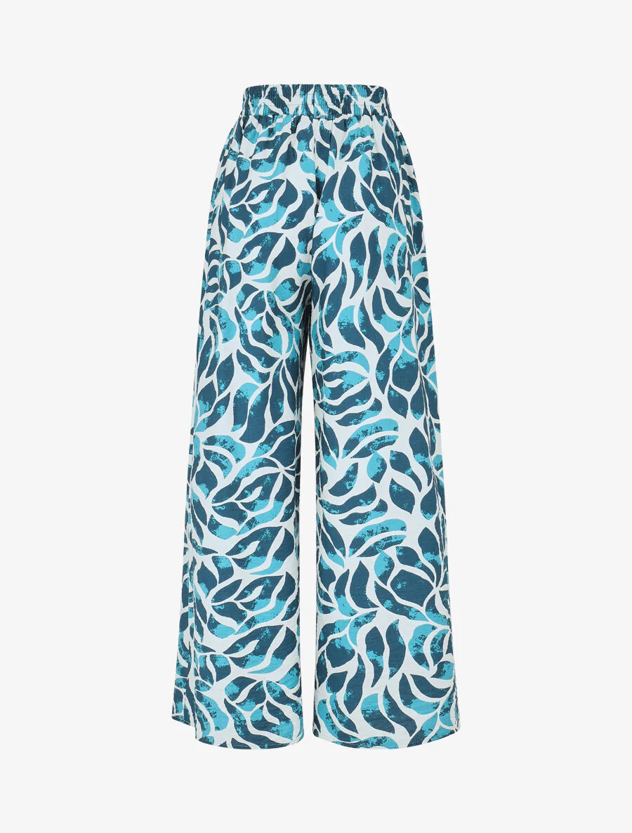 Ensemble caraco et pantalon imprimé abstrait - Turquoise - Image 5