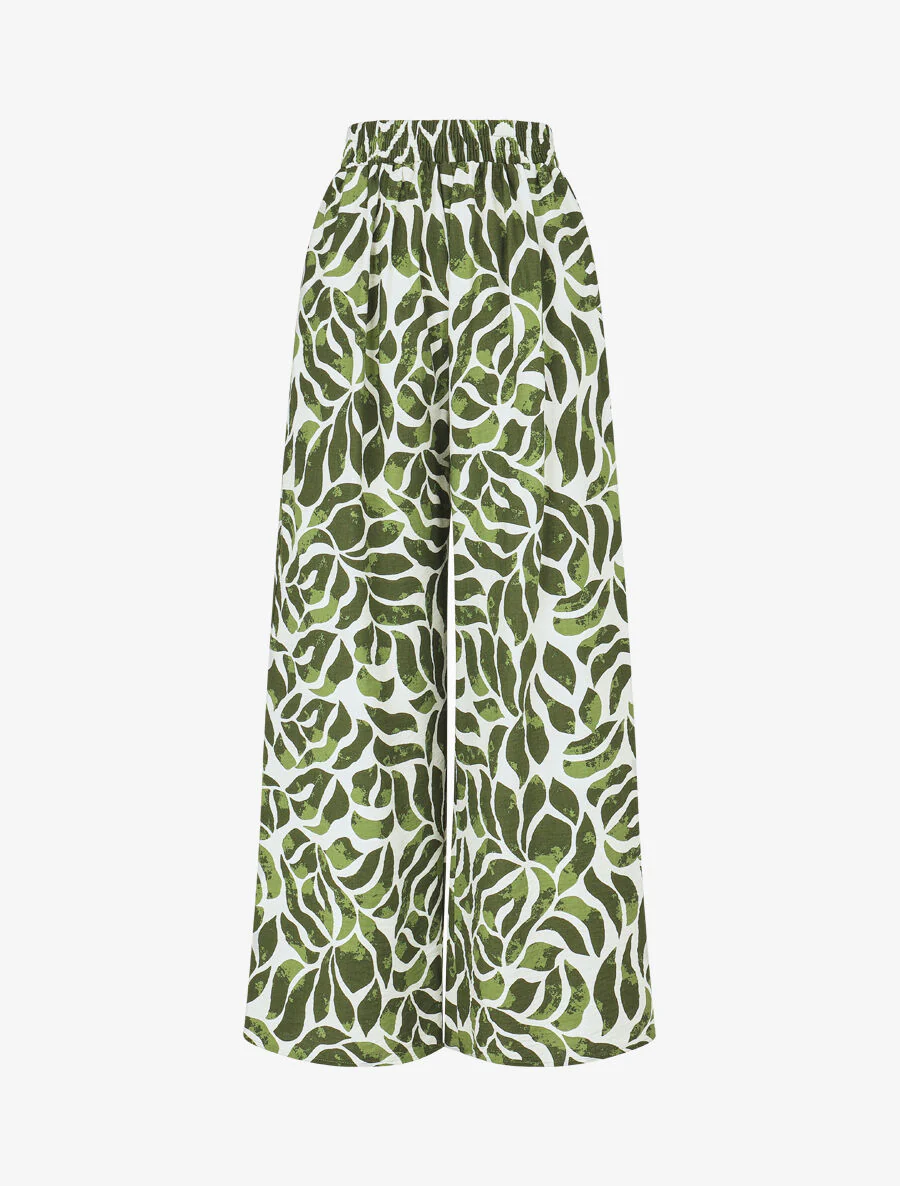 Ensemble caraco et pantalon imprimé abstrait - Vert - Image 4