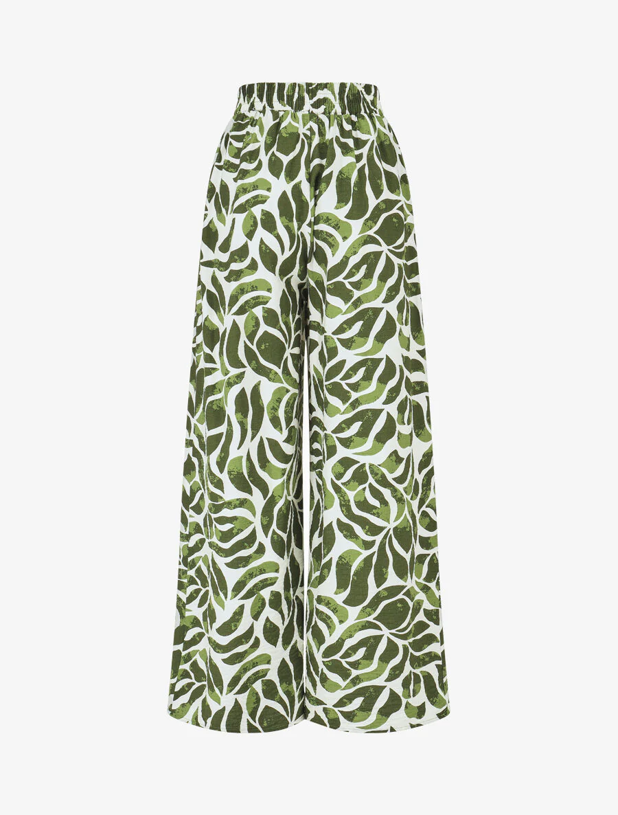 Ensemble caraco et pantalon imprimé abstrait - Vert - Image 5