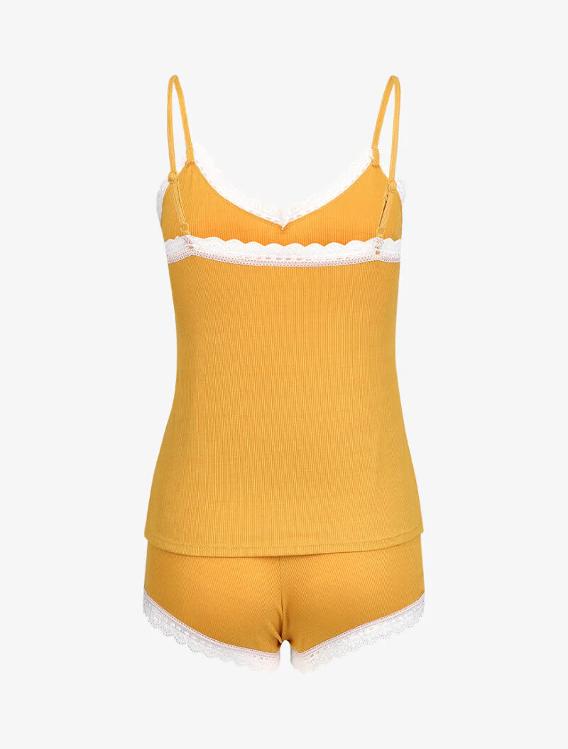 Ensemble caraco et shorty côtelés - Jaune - Image 2