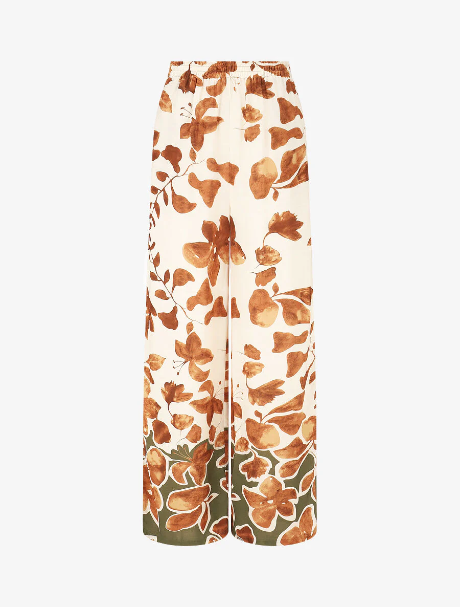 Ensemble chemise et pantalon imprimé floral - Marron - Image 6