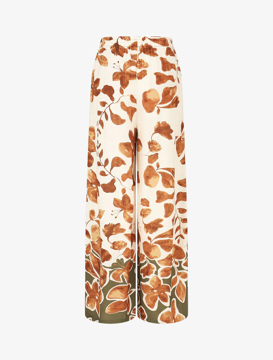 Ensemble chemise et pantalon imprimé floral - Marron - Image 7