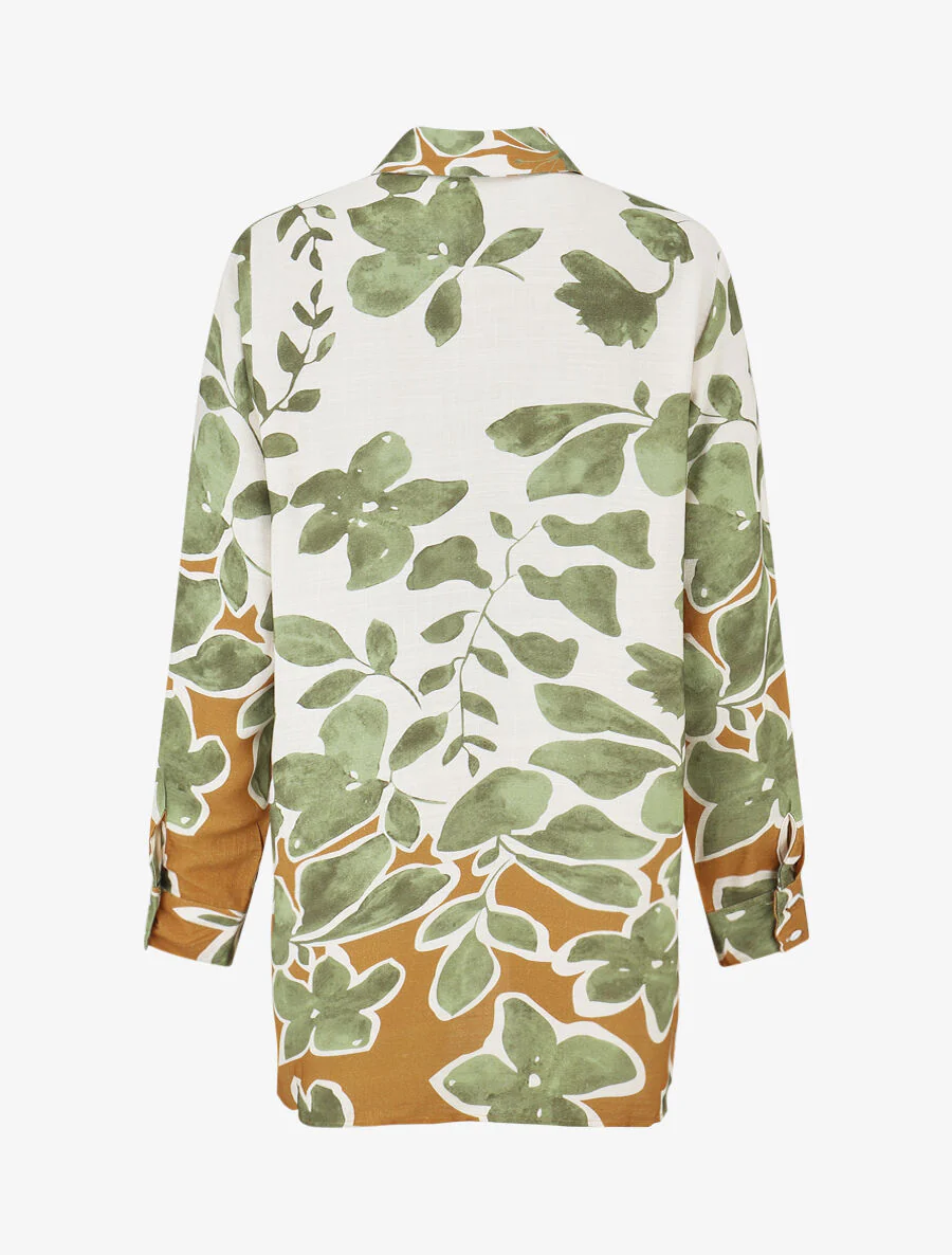 Ensemble chemise et pantalon imprimé floral - Vert - Image 4