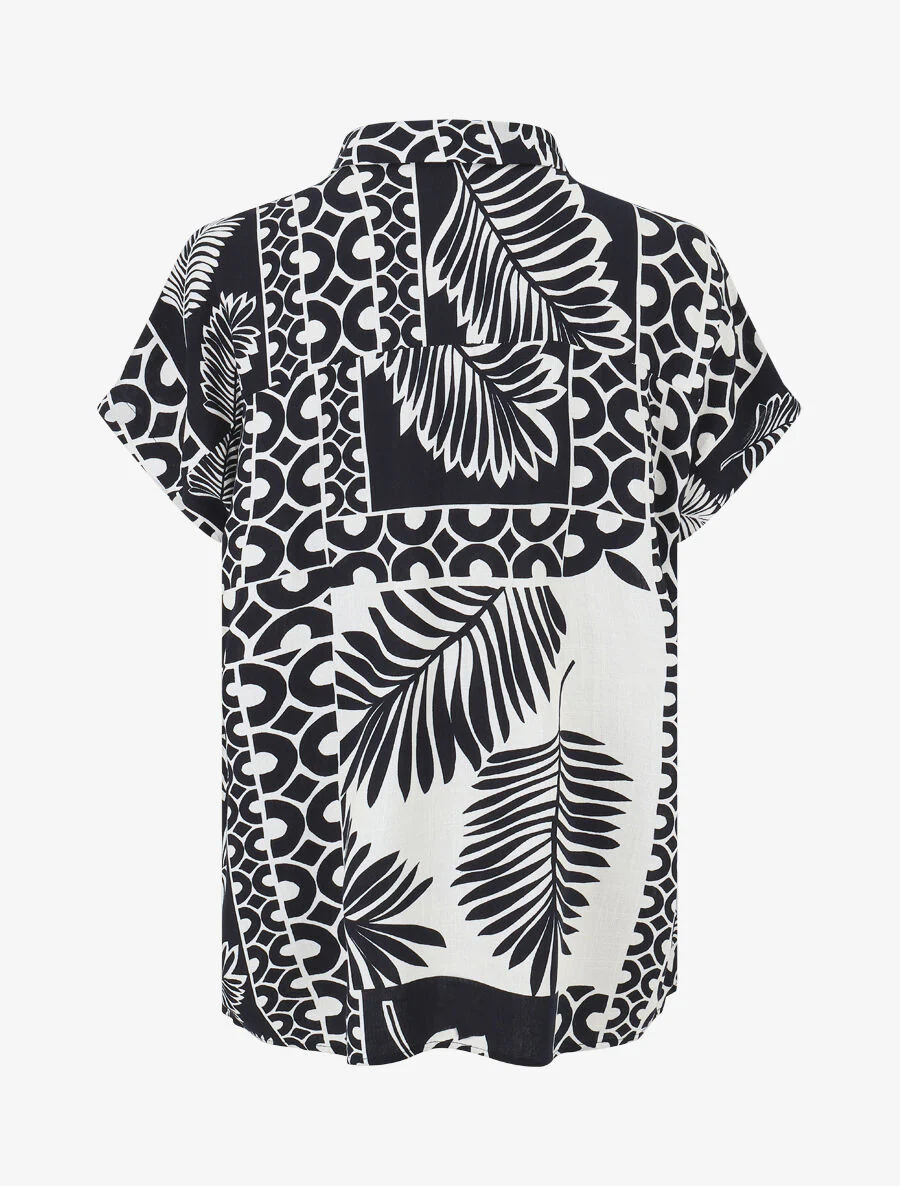 Ensemble chemise et pantalon imprimé tropical - Marine - Image 4