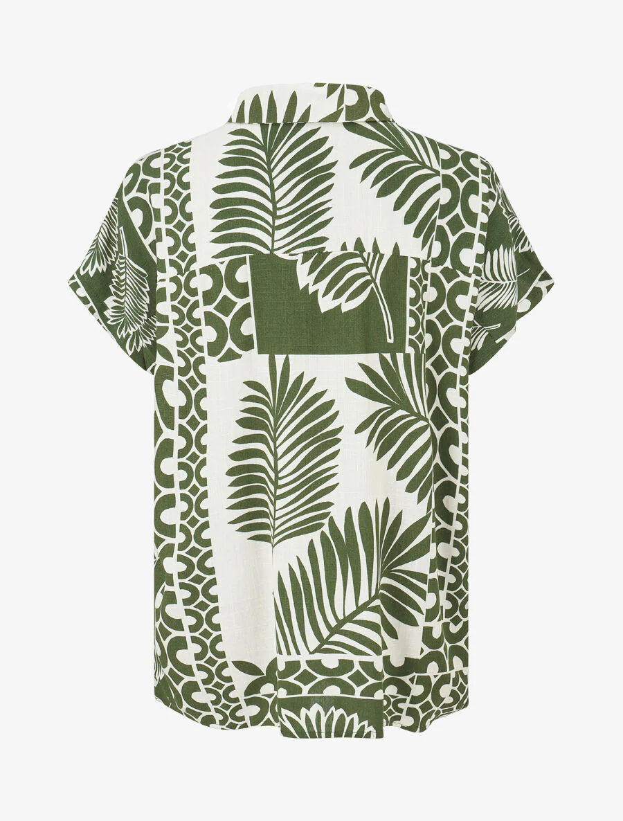 Ensemble chemise et pantalon imprimé tropical - Kaki - Image 4
