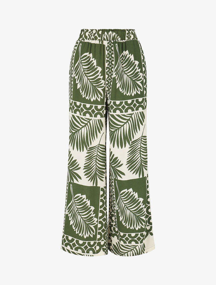 Ensemble chemise et pantalon imprimé tropical - Kaki - Image 6