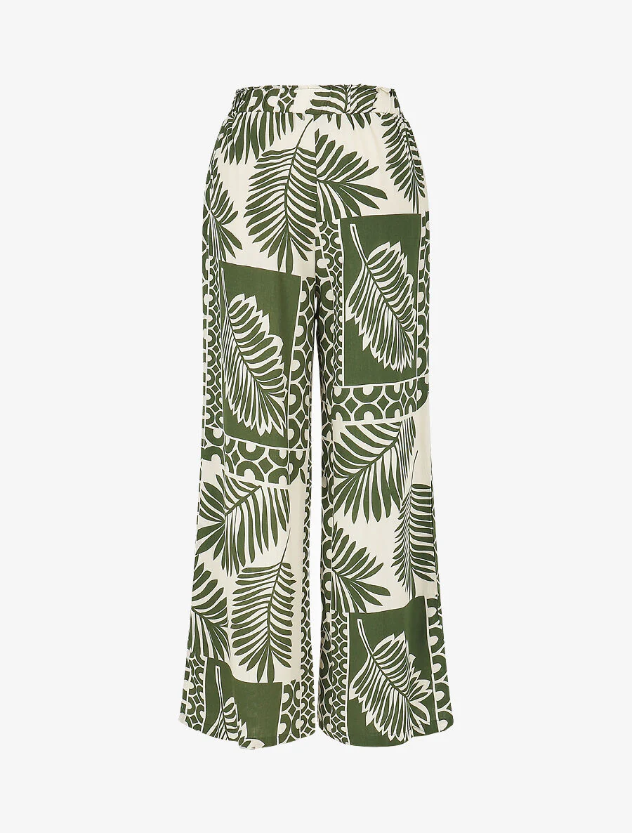 Ensemble chemise et pantalon imprimé tropical - Kaki - Image 7