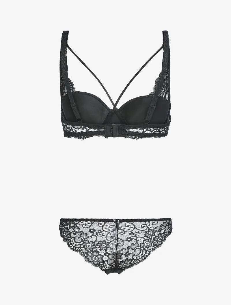Ensemble corbeille lace out et tanga - noir - Image 2
