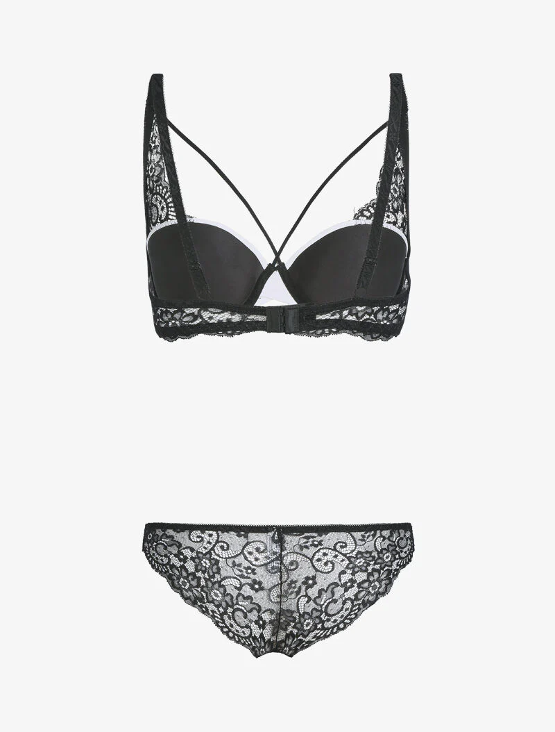Ensemble corbeille lace out et tanga - blanc/noir - blanc et noir - Image 2
