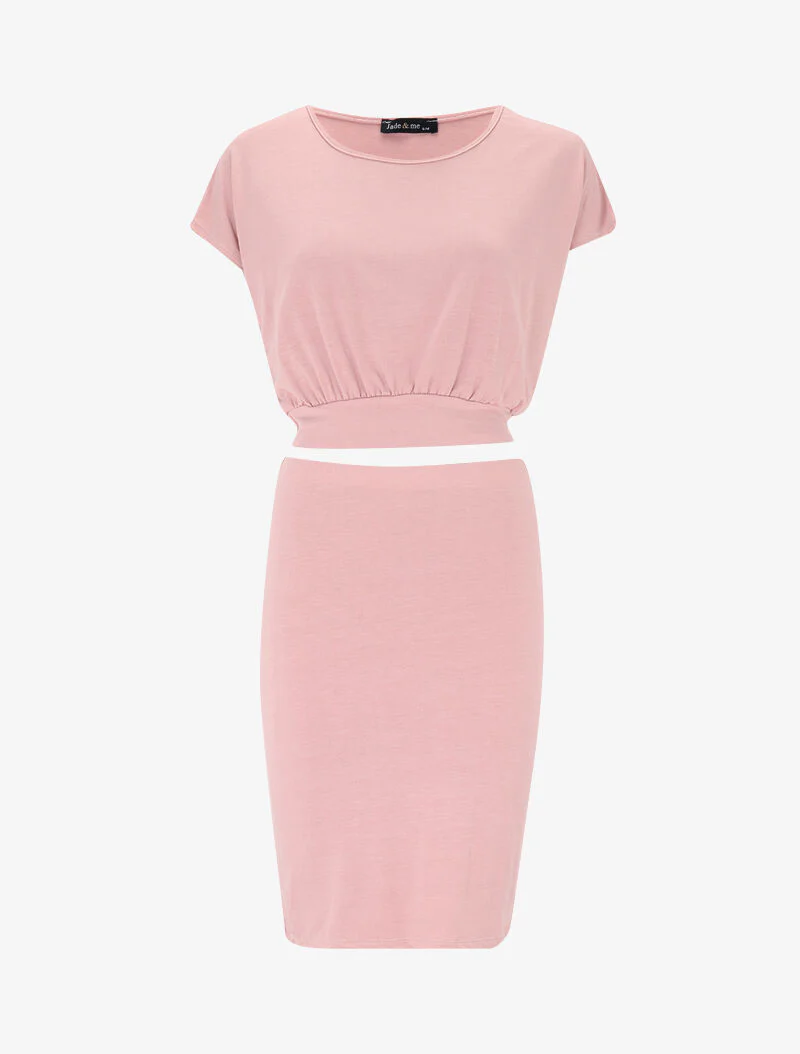 Ensemble crop top et jupe - rose