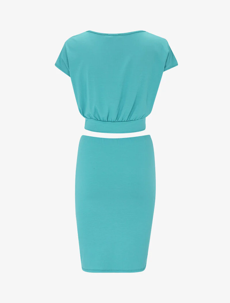 Ensemble crop top et jupe - turquoise - Image 2