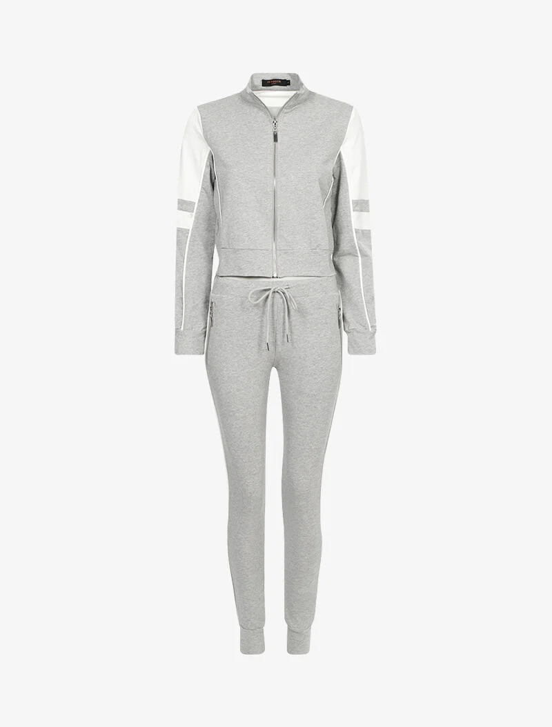 Ensemble cropped sweat et jogging - gris clair