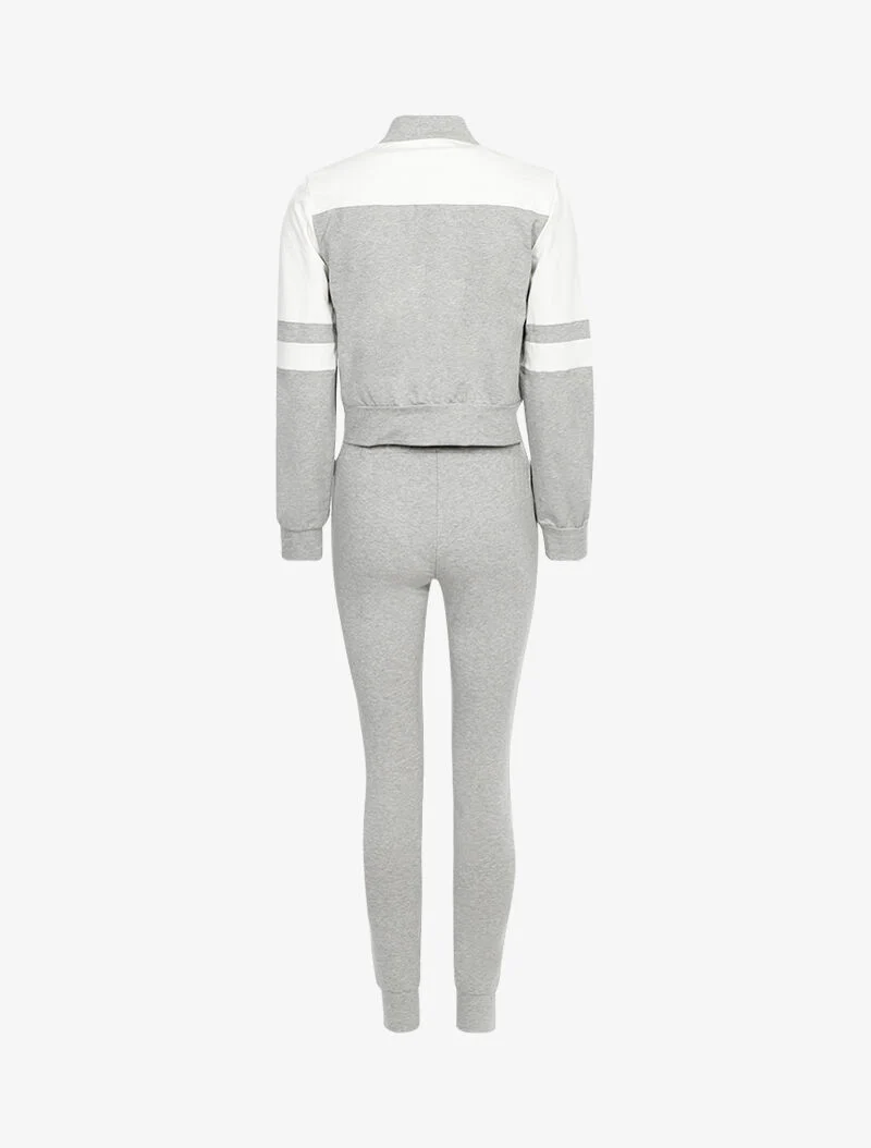 Ensemble cropped sweat et jogging - gris clair - Image 2