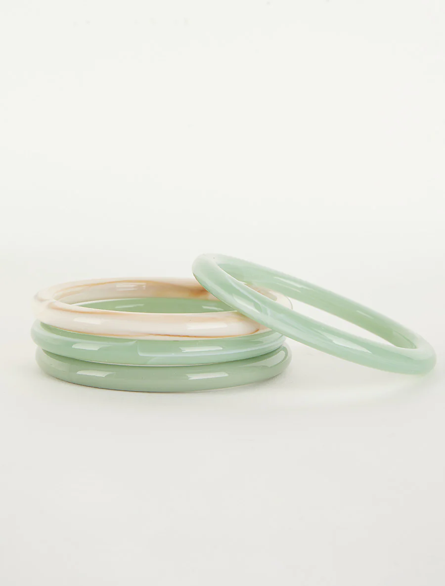 Ensemble de 4 joncs en résine colorée - Vert d'eau - Image 2