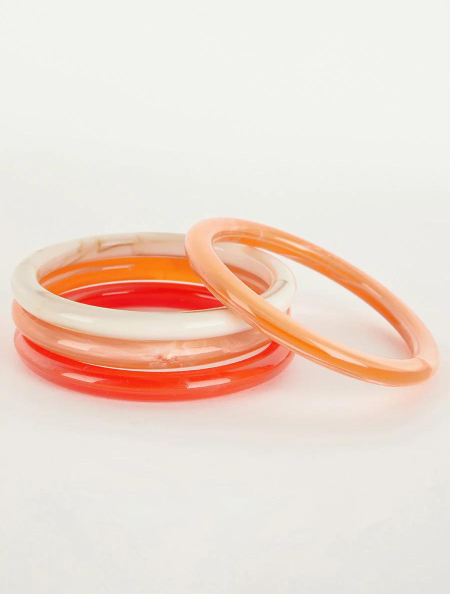 Ensemble de 4 joncs en résine colorée - Orange - Image 2