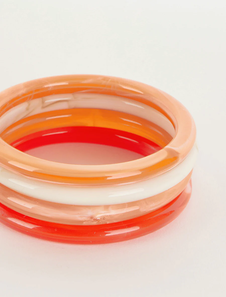 Ensemble de 4 joncs en résine colorée - Orange - Image 3